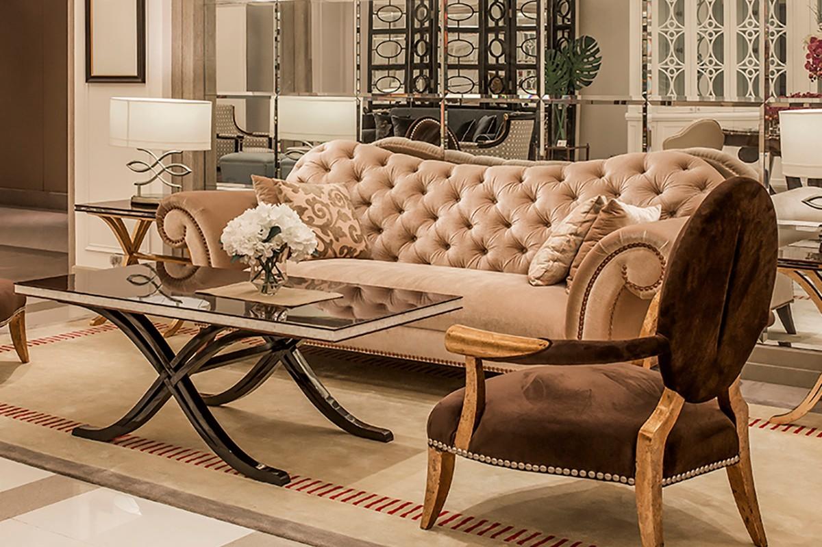 YABO-High-quality Luxury Lobby Flannel Sofa Set Furniture With Golden Painted